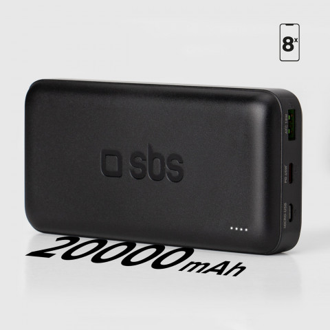 
Nešiojamoji baterija 20000 mAh PD USB-C USB-A Micro USB 20W – juoda
