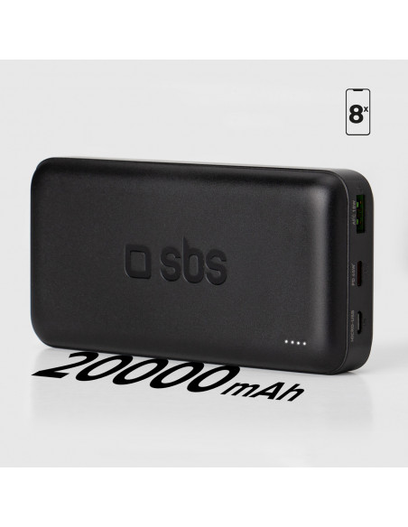 
Nešiojamoji baterija 20000 mAh PD USB-C USB-A Micro USB 20W – juoda
