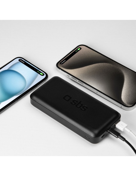 
Nešiojamoji baterija 20000 mAh PD USB-C USB-A Micro USB 20W – juoda
