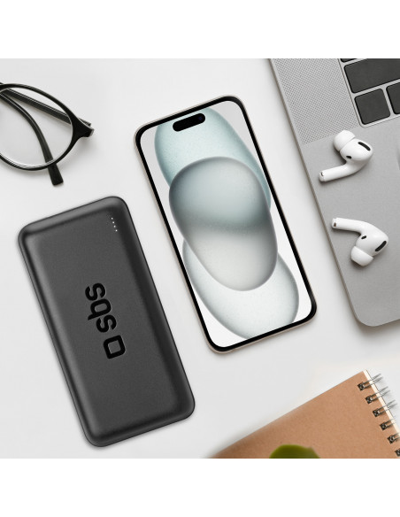 
Nešiojamoji baterija 20000 mAh PD USB-C USB-A Micro USB 20W – juoda
