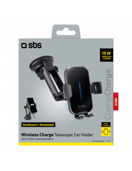 
Automobilinis laikiklis su 15 W belaidžiu įkrovikliu - juodas
