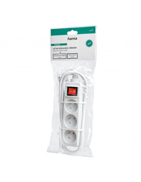 
Maitinimo laido ilgintuvas, 3 lizdai, 1,5 m - baltas
