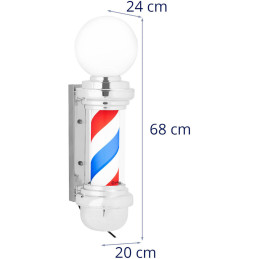 Apšviestas kirpyklos stulpas, sukamasis laukas, 28 cm - sidabrinis