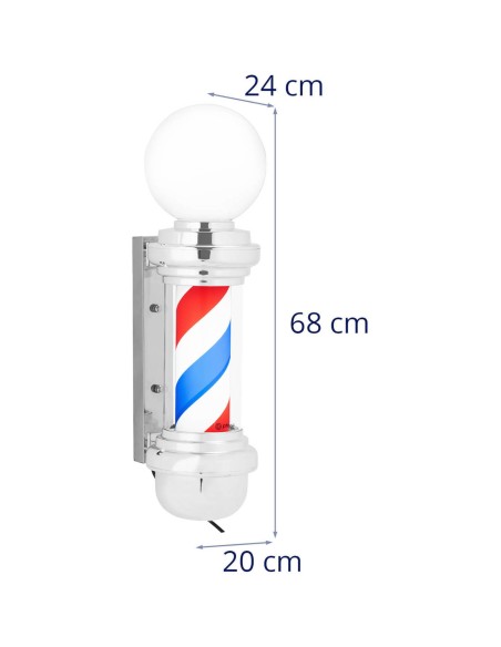 Apšviestas kirpyklos stulpas, sukamasis laukas, 28 cm - sidabrinis Apšviestas kirpyklos stulpas, sukamasis laukas, 28 cm - sidabrinis