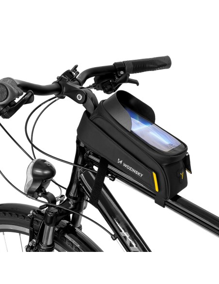 Dviračio rėmo krepšys su telefono dėklu 1l juodas