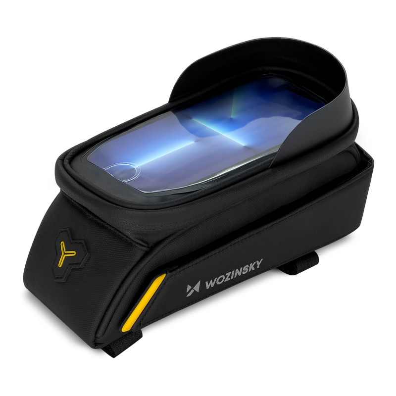 Dviračio rėmo krepšys su telefono dėklu 1l juodas