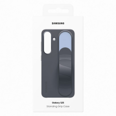 
„Samsung Galaxy S25“ dėklas su stovu, juodas
