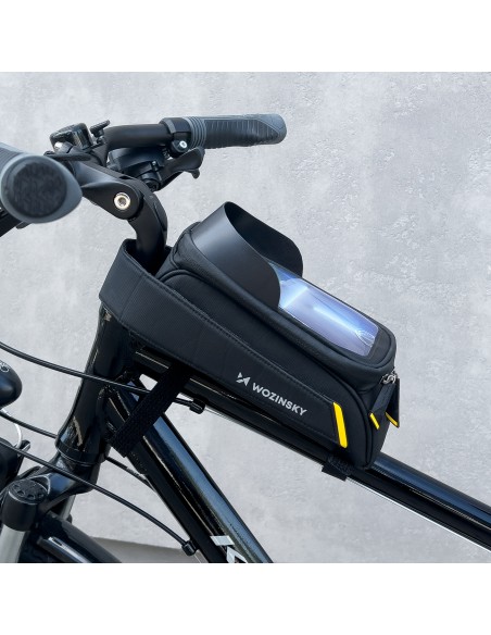 Dviračio rėmo krepšys su telefono dėklu 1l juodas