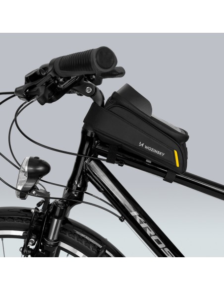 Dviračio rėmo krepšys su telefono dėklu 1l juodas