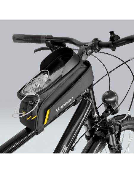 Dviračio rėmo krepšys su telefono dėklu 1l juodas