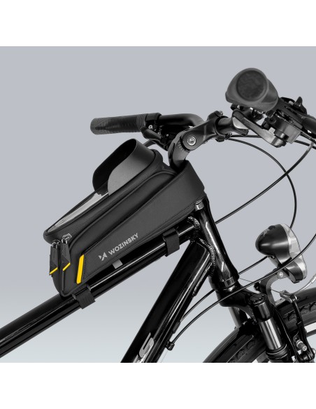 Dviračio rėmo krepšys su telefono dėklu 1l juodas