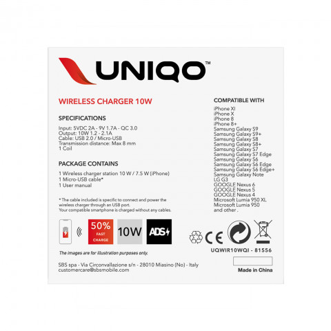 
„Quick Charge 3.0“ 10 W belaidis įkroviklis – juodas
