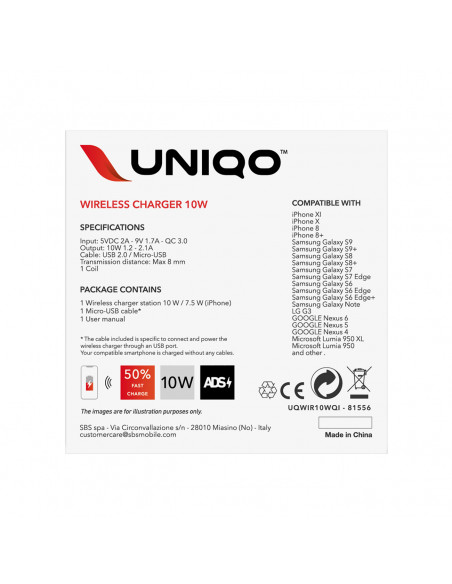 
„Quick Charge 3.0“ 10 W belaidis įkroviklis – juodas
