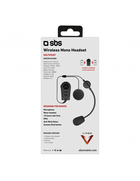 
Belaidės monoblokinės motociklo šalmo ausinės - juodos
