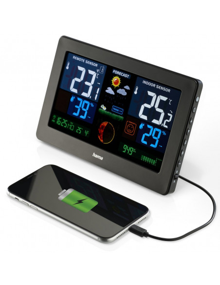 
Hama Premium meteorologinė stotelė su spalvotu USB ekranu - juoda

