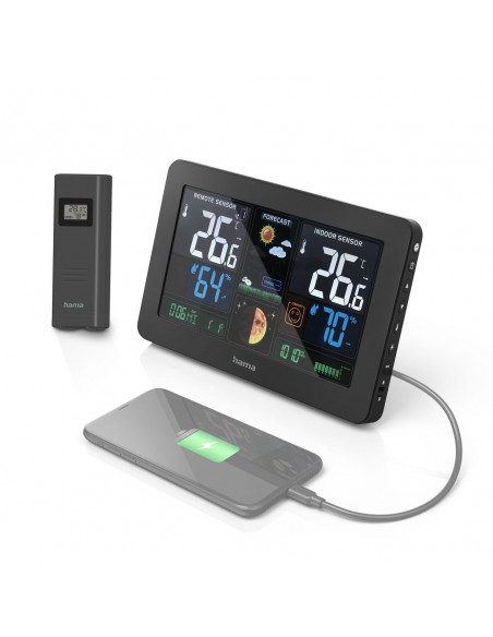
Hama Premium meteorologinė stotelė su spalvotu USB ekranu - juoda
