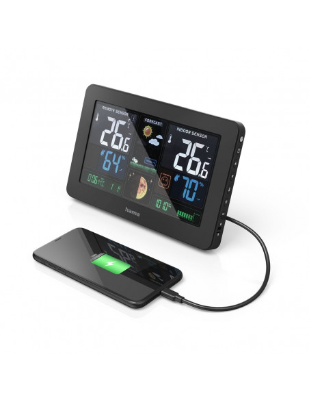 
Hama Premium meteorologinė stotelė su spalvotu USB ekranu - juoda

