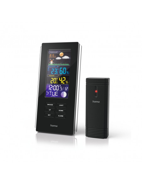 
„Hama Color Edge“ meteorologinė stotelė, termometras, higrometras, mėnulio fazė, laikrodis-radijas - juodas
