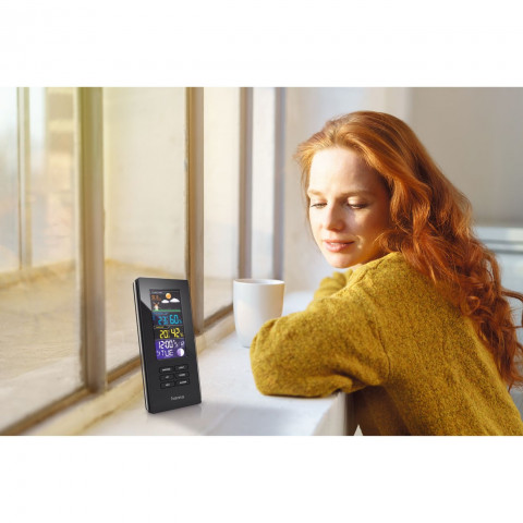 
„Hama Color Edge“ meteorologinė stotelė, termometras, higrometras, mėnulio fazė, laikrodis-radijas - juodas
