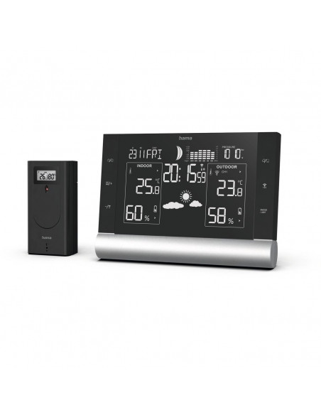 
„Black Line Plus“ meteorologinė stotelė, termometras, higrometras – juoda
