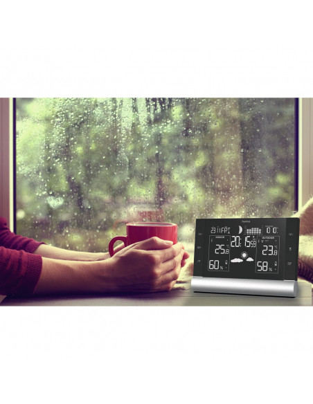 
„Black Line Plus“ meteorologinė stotelė, termometras, higrometras – juoda
