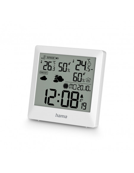 
Hama Palawan meteorologinė stotis, termometras, higrometras, laikrodis-žadintuvas – balta

