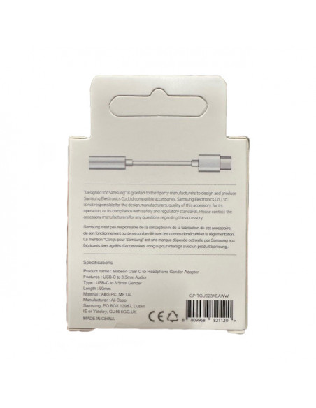 
„Samsung DAC USB-C“ ausinių adapteris – 3,5 mm mini lizdas – baltas
