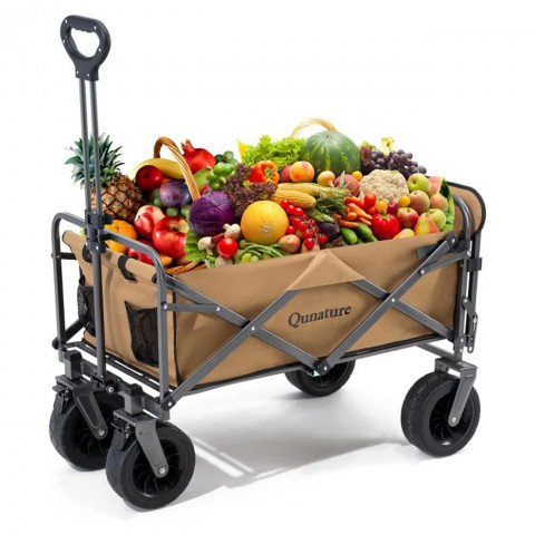 
Sulankstomas sodo vežimėlis transportavimui, dideli ratai su užraktu - rudas
