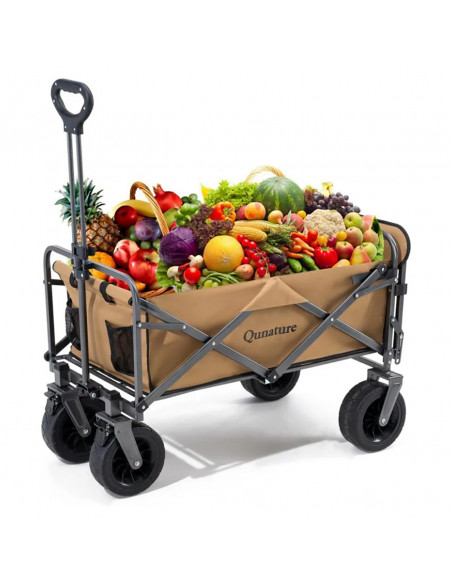 
Sulankstomas sodo vežimėlis transportavimui, dideli ratai su užraktu - rudas
