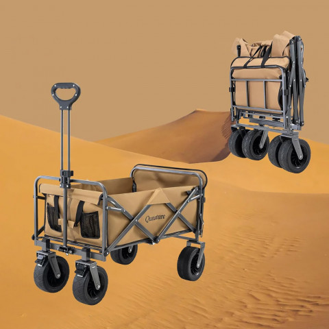 
Sulankstomas sodo vežimėlis transportavimui, dideli ratai su užraktu - rudas
