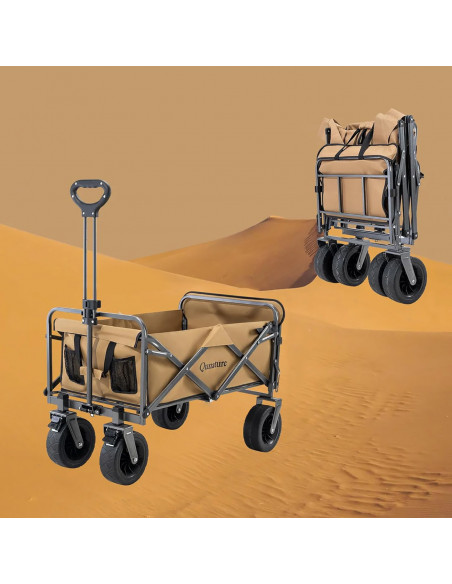 
Sulankstomas sodo vežimėlis transportavimui, dideli ratai su užraktu - rudas
