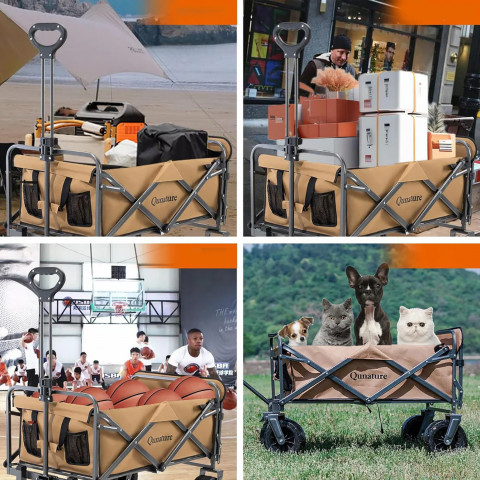 
Sulankstomas sodo vežimėlis transportavimui, dideli ratai su užraktu - rudas
