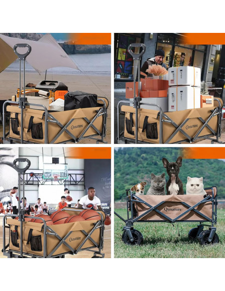 
Sulankstomas sodo vežimėlis transportavimui, dideli ratai su užraktu - rudas
