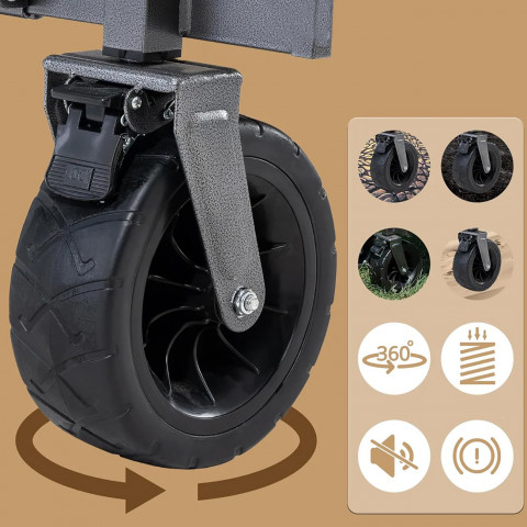 
Sulankstomas sodo vežimėlis transportavimui, dideli ratai su užraktu - rudas
