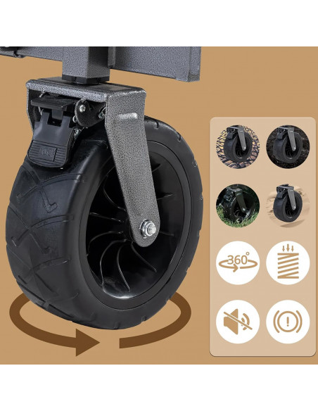 
Sulankstomas sodo vežimėlis transportavimui, dideli ratai su užraktu - rudas
