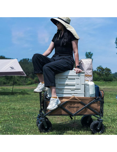 
Sulankstomas sodo vežimėlis transportavimui, dideli ratai su užraktu - rudas
