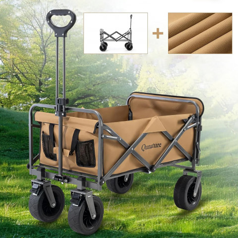 
Sulankstomas sodo vežimėlis transportavimui, dideli ratai su užraktu - rudas
