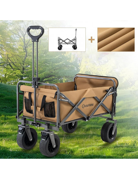 
Sulankstomas sodo vežimėlis transportavimui, dideli ratai su užraktu - rudas
