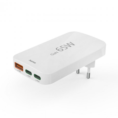
Sulankstomas GaN USB-C USB-A 65W sieninis įkroviklis – baltas
