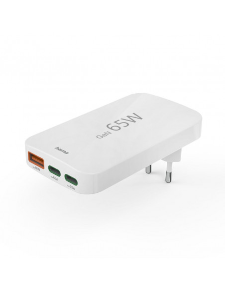 
Sulankstomas GaN USB-C USB-A 65W sieninis įkroviklis – baltas
