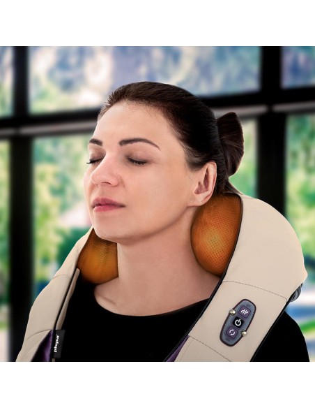Kaklo, pečių, nugaros masažuoklis su šildymu 12V/230V smėlio spalvos Kaklo, pečių, nugaros masažuoklis su šildymu 12V/230V smėlio spalvos