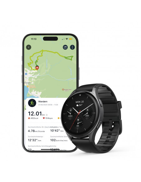 
„Hama 8900 GPS AMOLED“ 1,43 colio išmanusis laikrodis su silikoniniu dirželiu – juodas
