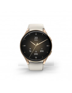 
„Hama 8900 GPS AMOLED 1.32“ išmanusis laikrodis su smėlio spalvos silikoniniu dirželiu – auksinis
