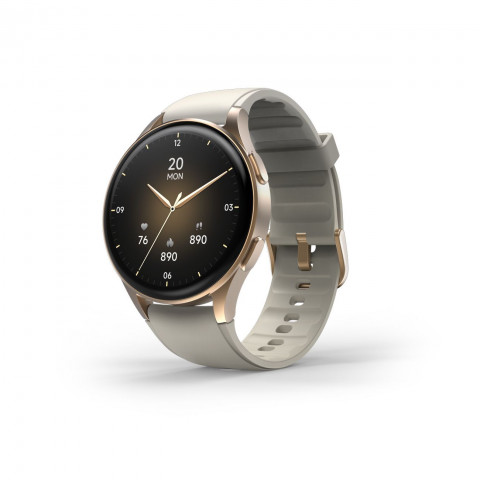 
„Hama 8900 GPS AMOLED 1.32“ išmanusis laikrodis su smėlio spalvos silikoniniu dirželiu – auksinis
