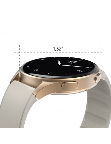 
„Hama 8900 GPS AMOLED 1.32“ išmanusis laikrodis su smėlio spalvos silikoniniu dirželiu – auksinis
