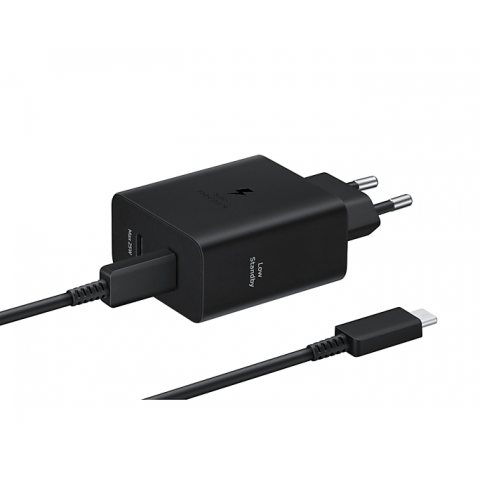 
„Samsung USB-C 50W“ sieninis įkroviklis su USB-C laidu – juodas
