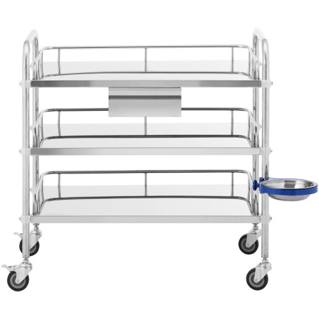 Kosmetinio gydymo laboratorinis vežimėlis iš plieno, stalčius 3 lentynos, 84,5 x 46 x 86 cm Kosmetinio gydymo laboratorinis vežimėlis iš plieno, stalčius 3 lentynos, 84,5 x 46 x 86 cm