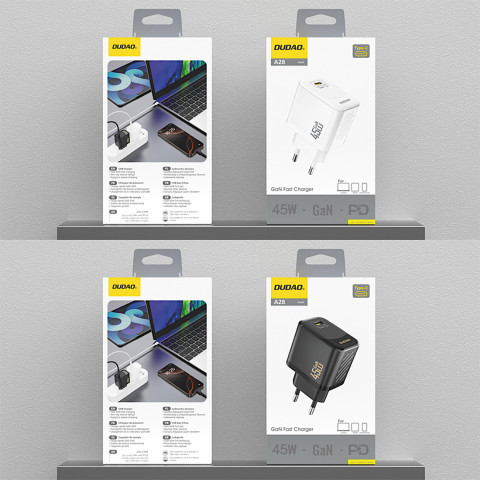 
A28 GaN USB-C 45W sieninis įkroviklis – juodas
