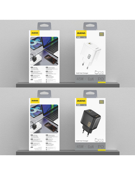 
A28 GaN USB-C 45W sieninis įkroviklis – baltas
