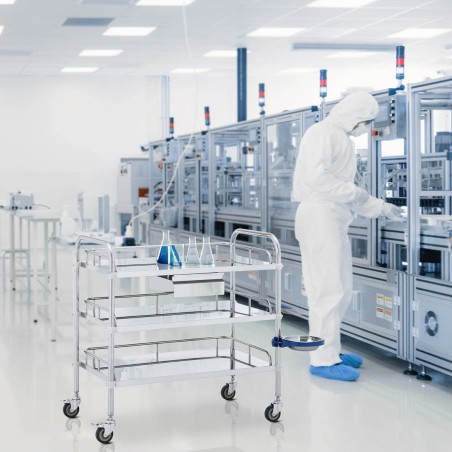 Kosmetinio gydymo laboratorinis vežimėlis iš plieno, stalčius 3 lentynos, 84,5 x 46 x 86 cm Kosmetinio gydymo laboratorinis vežimėlis iš plieno, stalčius 3 lentynos, 84,5 x 46 x 86 cm